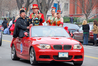 Tim Carey with Ringling Brothers performing in parade